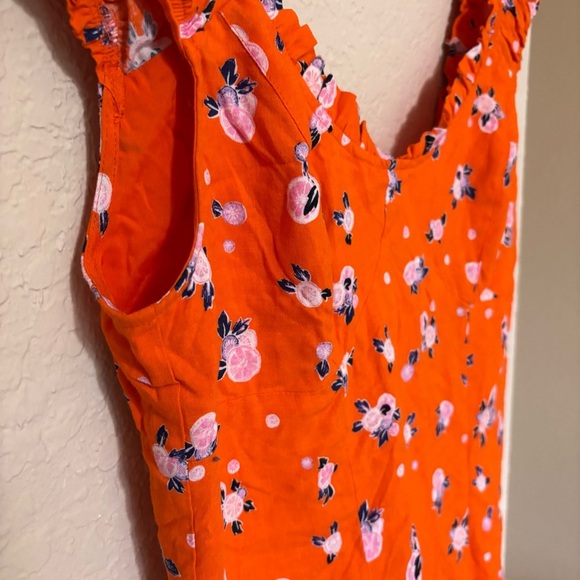 Free People Orange Floral Mini Dress size S - Picture 6 of 11